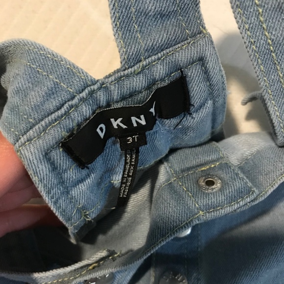 DKNY toddler jean jumper romper shorts with button front - Picture 3 of 3